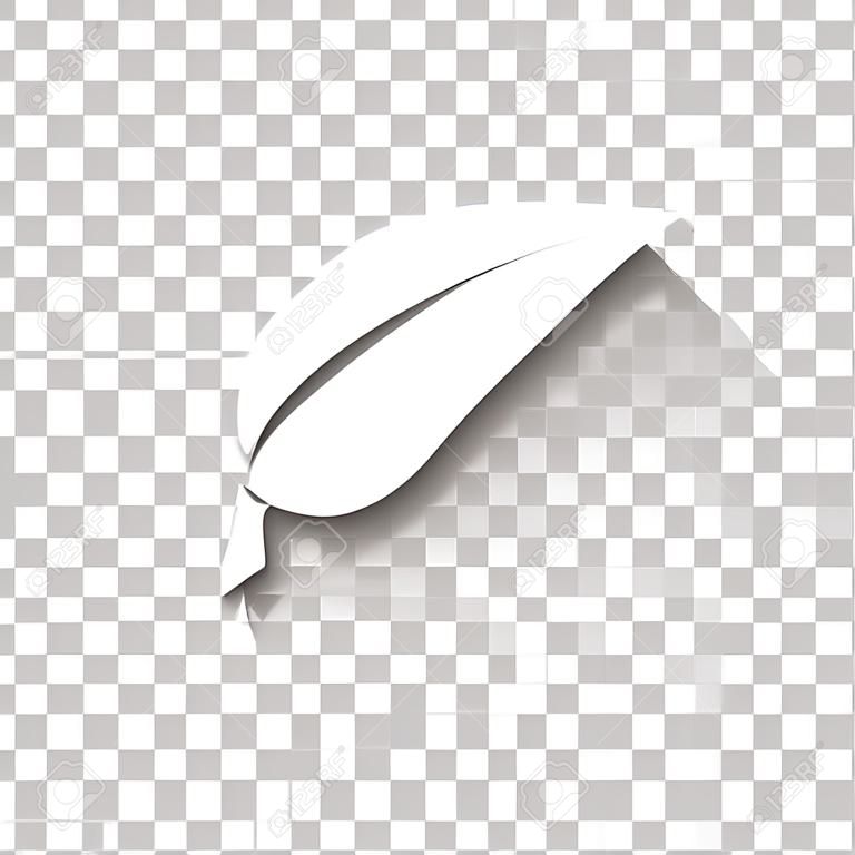 leaf icon. White icon with shadow on transparent background