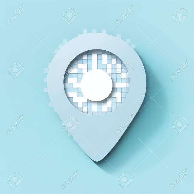 map label icon. White icon with shadow on transparent background