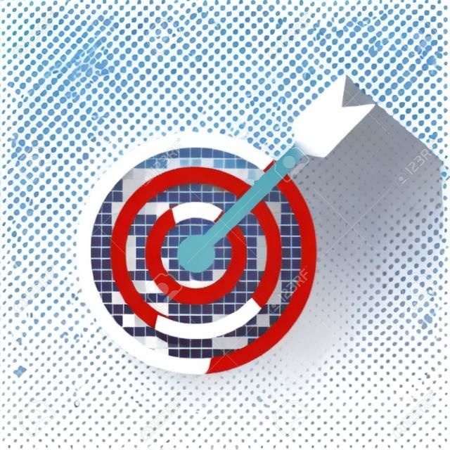 Target icon. White icon with shadow on transparent background