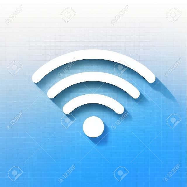 WiFi icon. White icon with shadow on transparent background