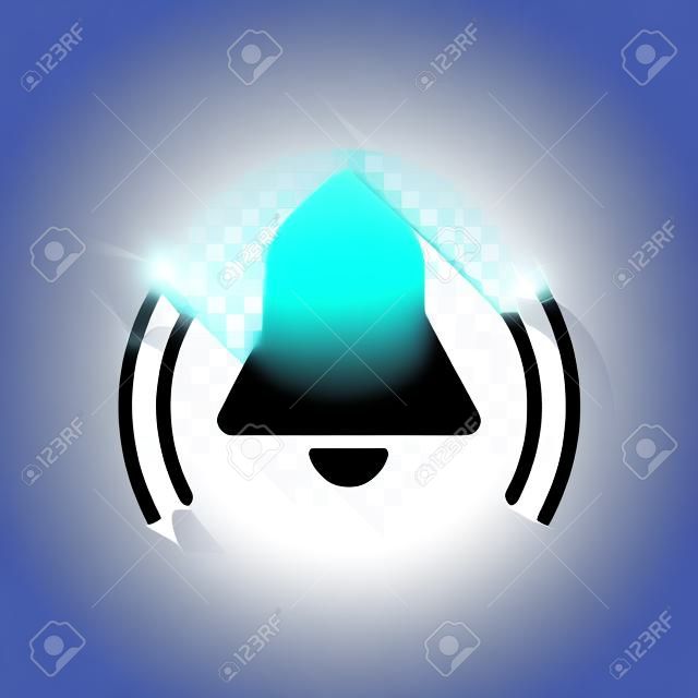 black bell icon. White icon with shadow on transparent background