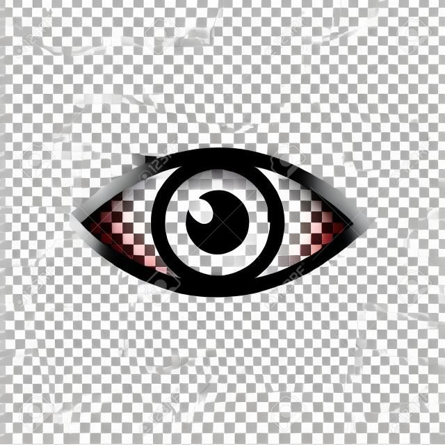 Einfaches Augensymbol. Weiße Ikone mit Schatten auf transparentem Hintergrund.