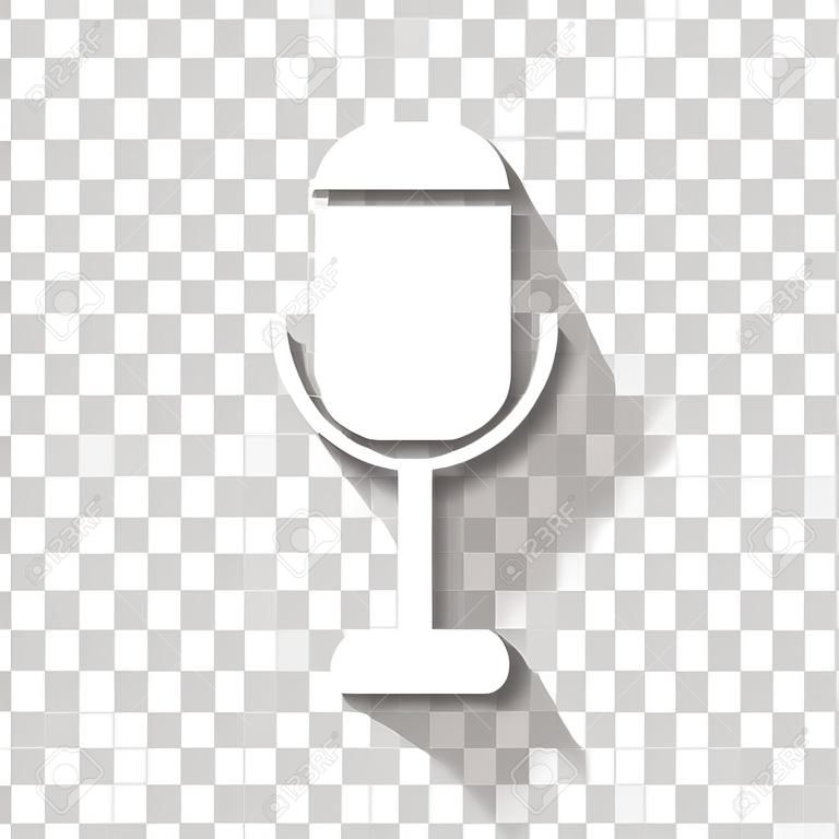 microphone. silhouette simple. Icône blanche avec ombre sur fond transparent