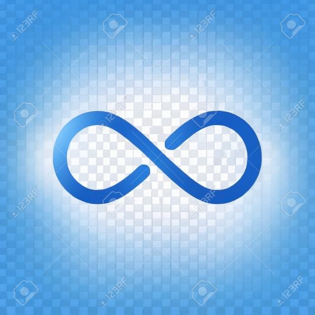 infinity symbol, simple icon. White icon with shadow on transparent background