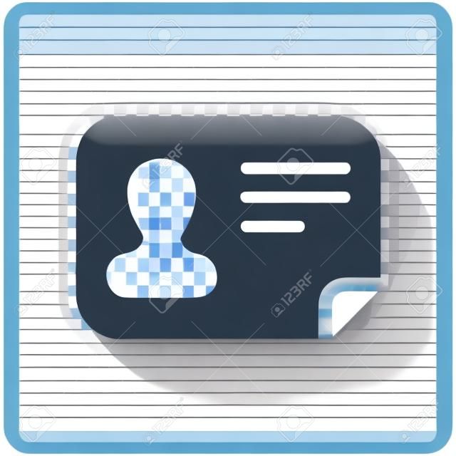Identification card icon. ID profile. White icon with shadow on transparent background