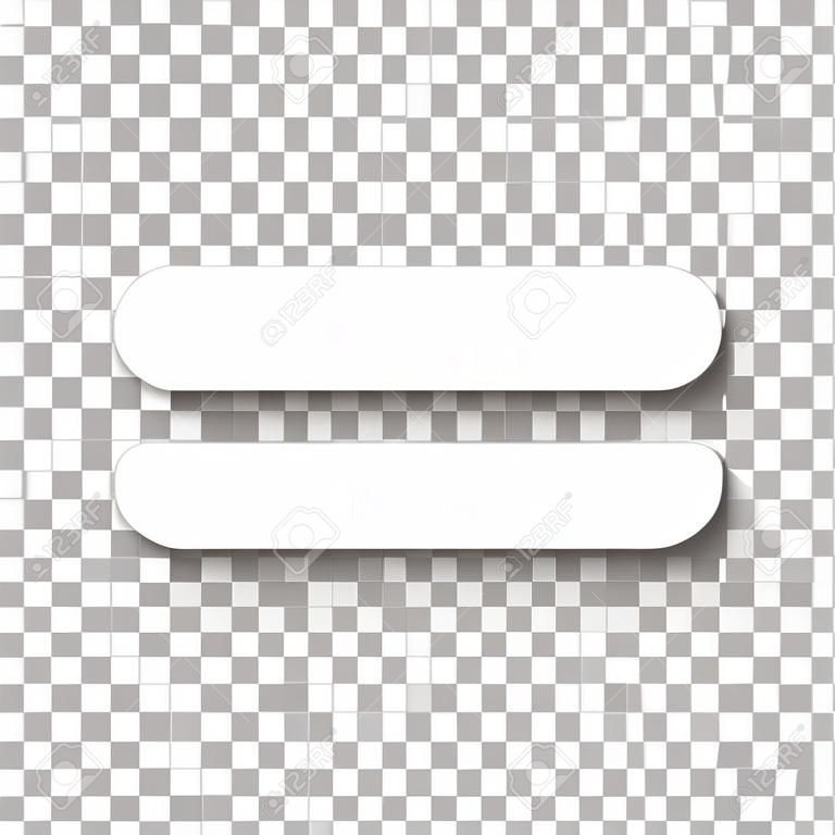 ハンバーガーメニュー。Web アイコン。透明な背景に影が付いた白いアイコン
