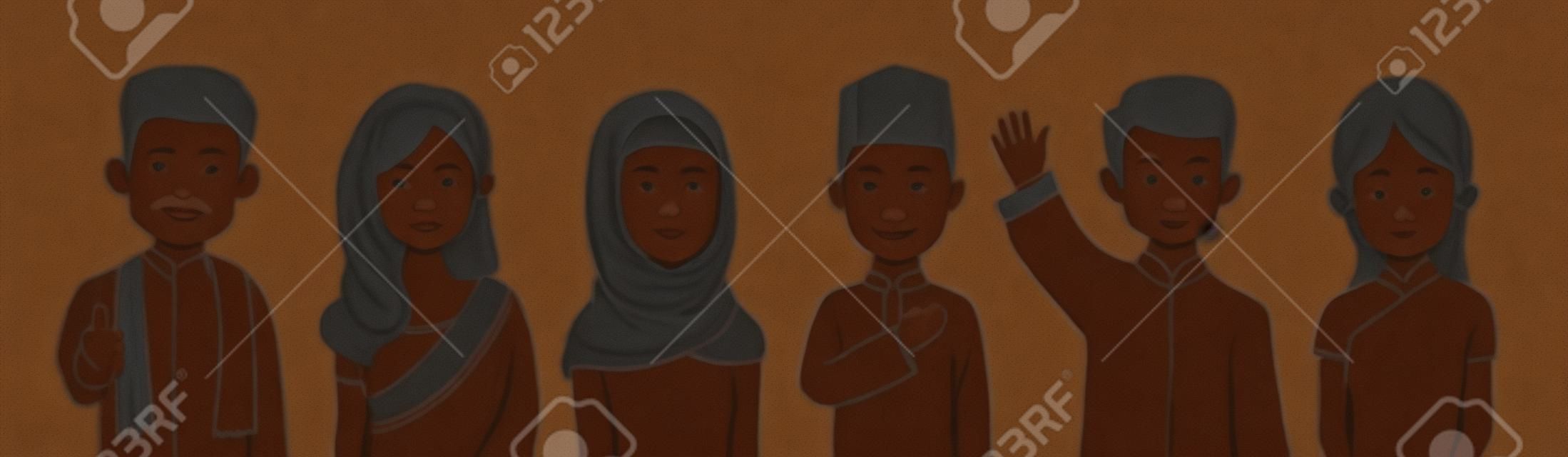 말레이시아의 혼혈 남성과 여성의 초상화