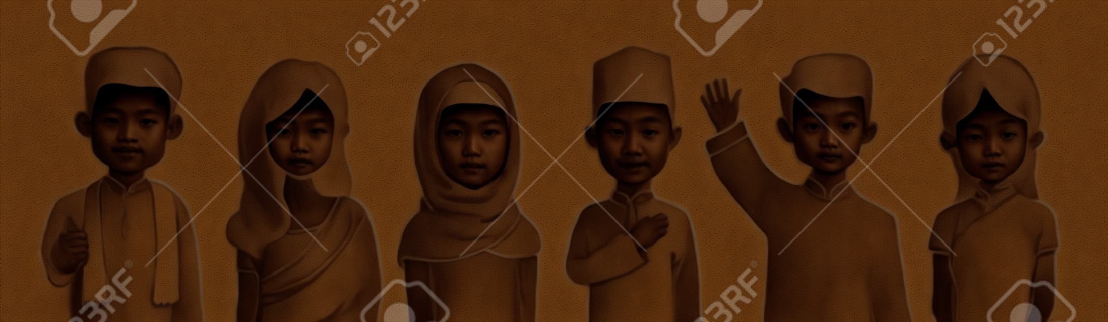 Portrait d'hommes et de femmes de races mixtes en Malaisie