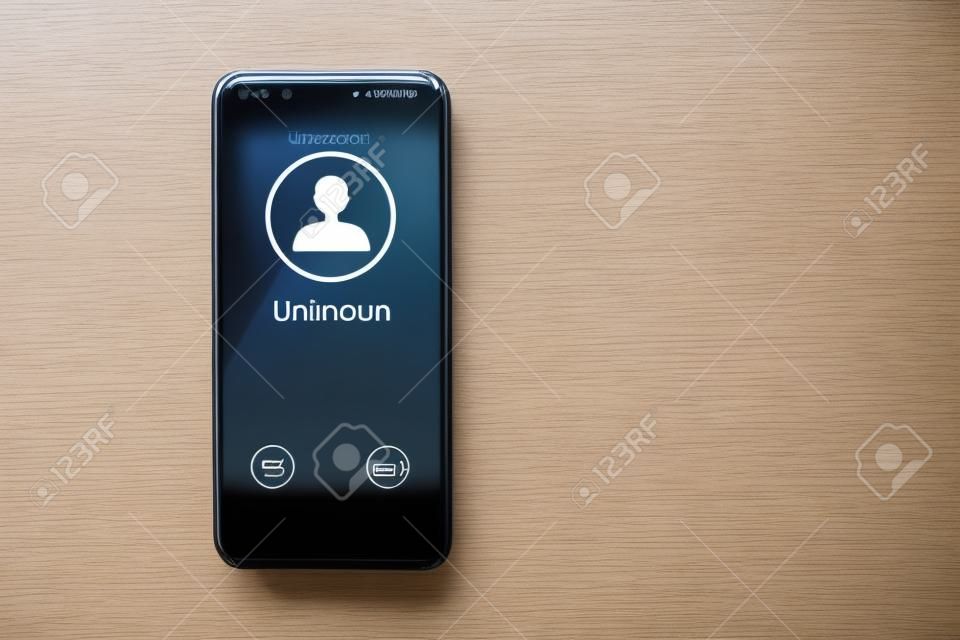 Unknown incoming call showing a smartphone screen.
