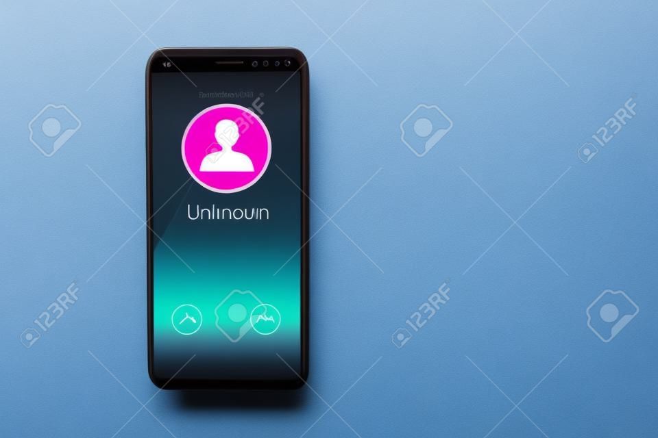 Unknown incoming call showing a smartphone screen.