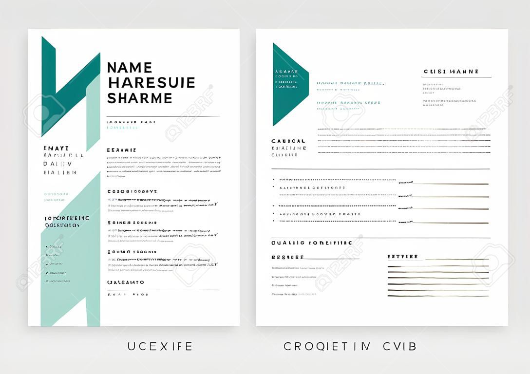 Kreative CV / Resume-Vorlage mit blaugrünem Hintergrund