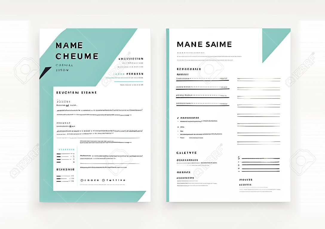 Kreative CV / Resume-Vorlage mit blaugrünem Hintergrund