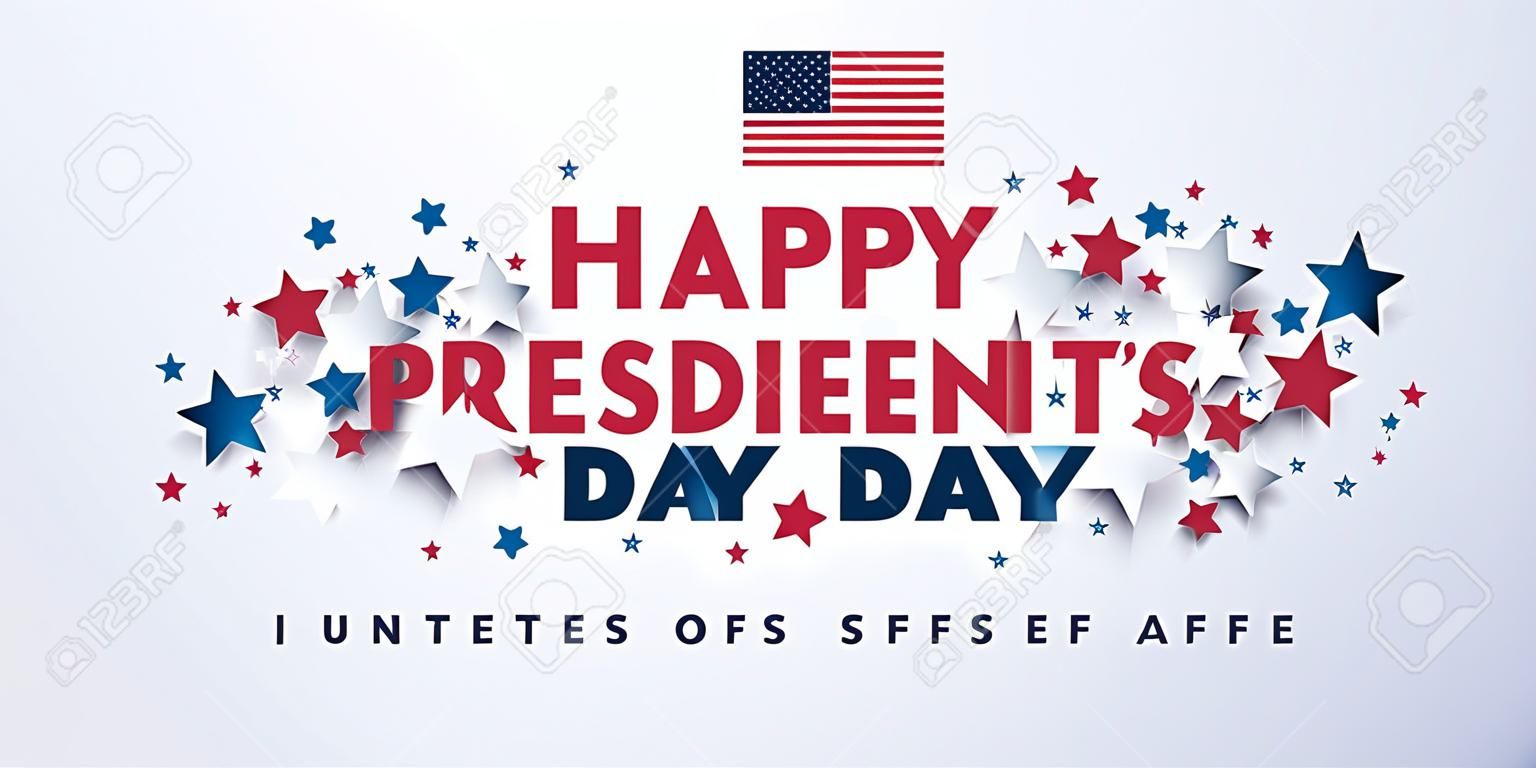 Happy Presidents Day with stars and USA flag - vector illustration for Presidents day banner, poster background