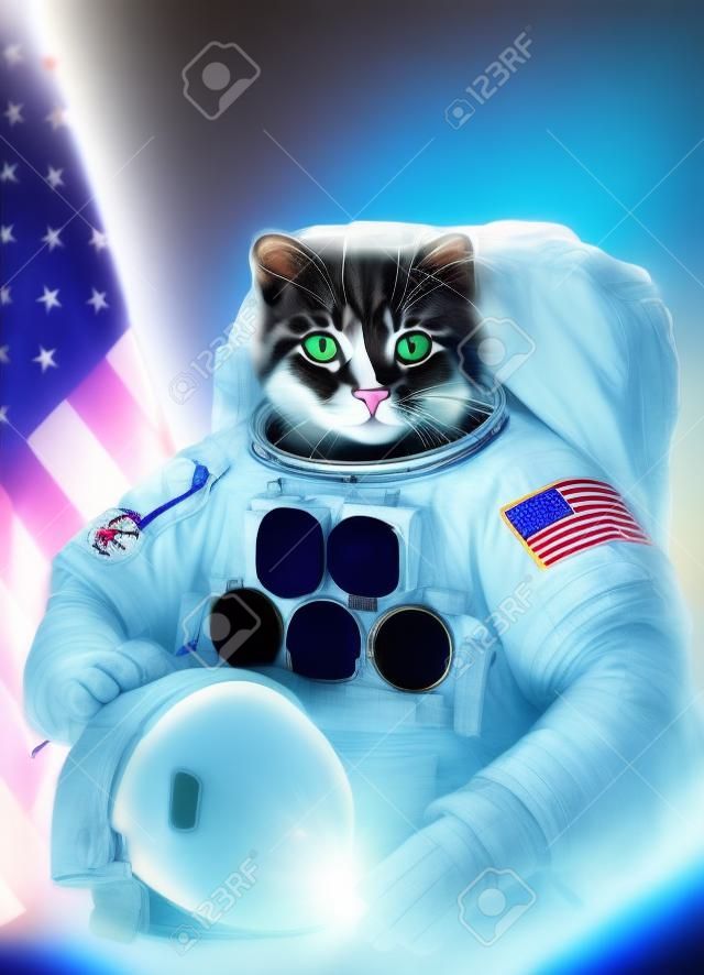 Piękny kot astronauta.