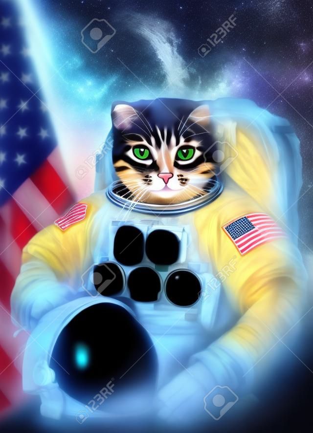美しい猫の宇宙飛行士。