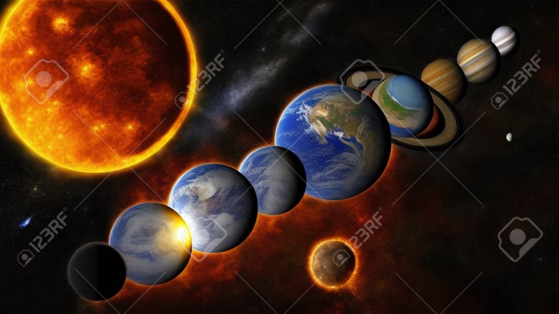 Hight quality solar system planets. Elements of this image furnished by NASA