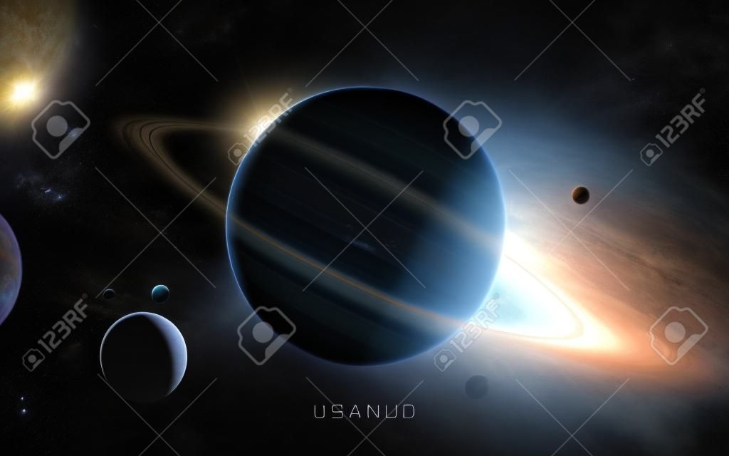 Уран - Высокое разрешение изображения 3D представляет планеты солнечной системы.