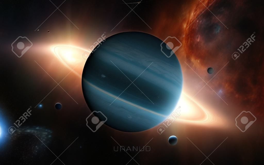 天王星 - 高解像度の 3 D 画像は、太陽系の惑星を提示します。