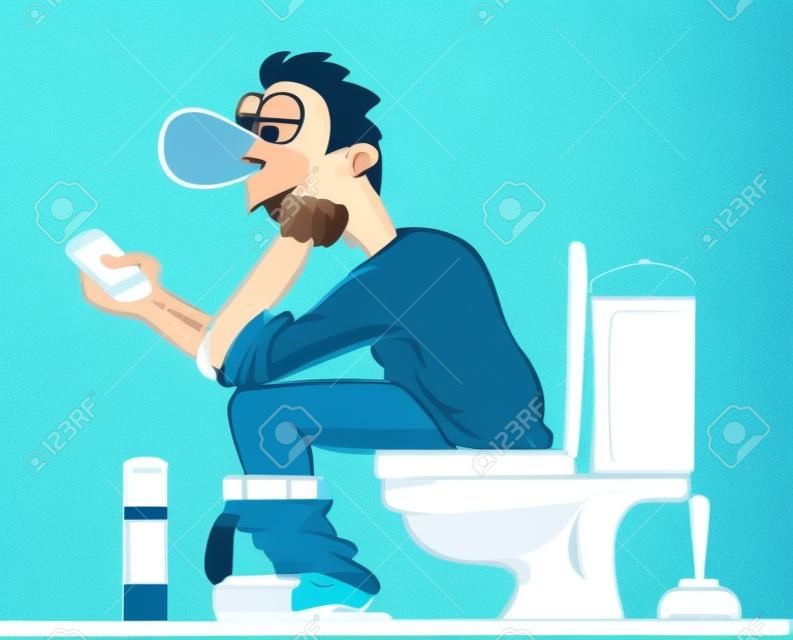 a man sitting on the toilet with your phone.