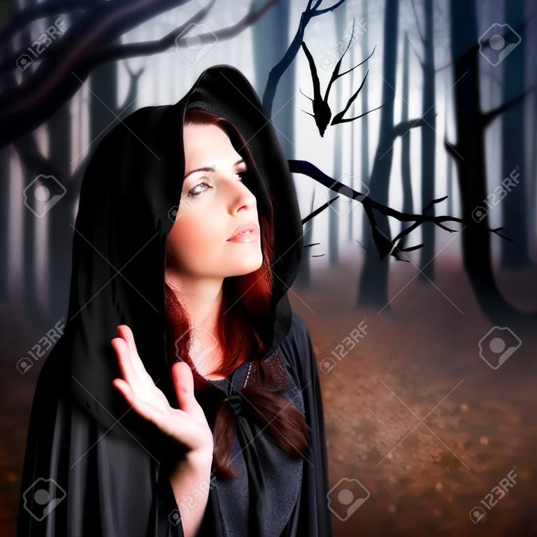 young witch in a forest
