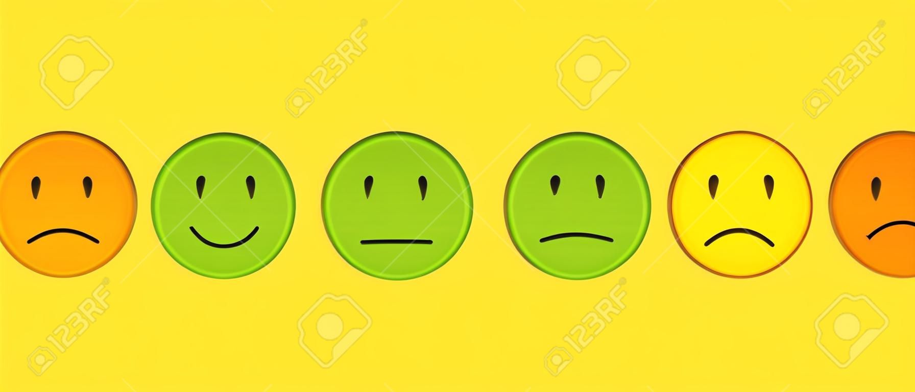 Caras de colores para los iconos de vector de retroalimentación o estado de ánimo.