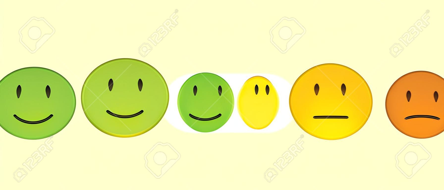 Caras de colores para los iconos de vector de retroalimentación o estado de ánimo.