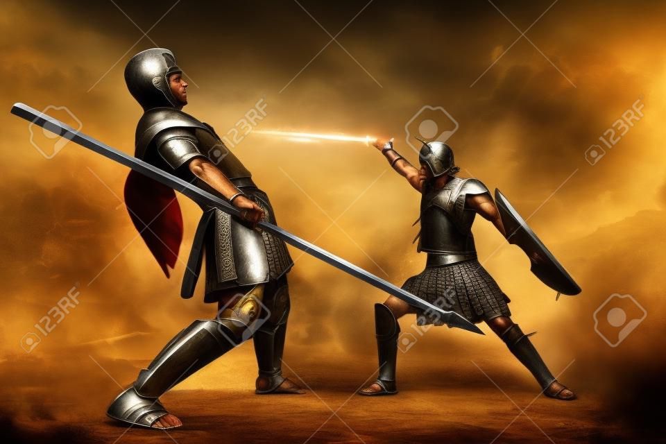 guerriers grecs anciens Achille et Hector de défense dans le combat
