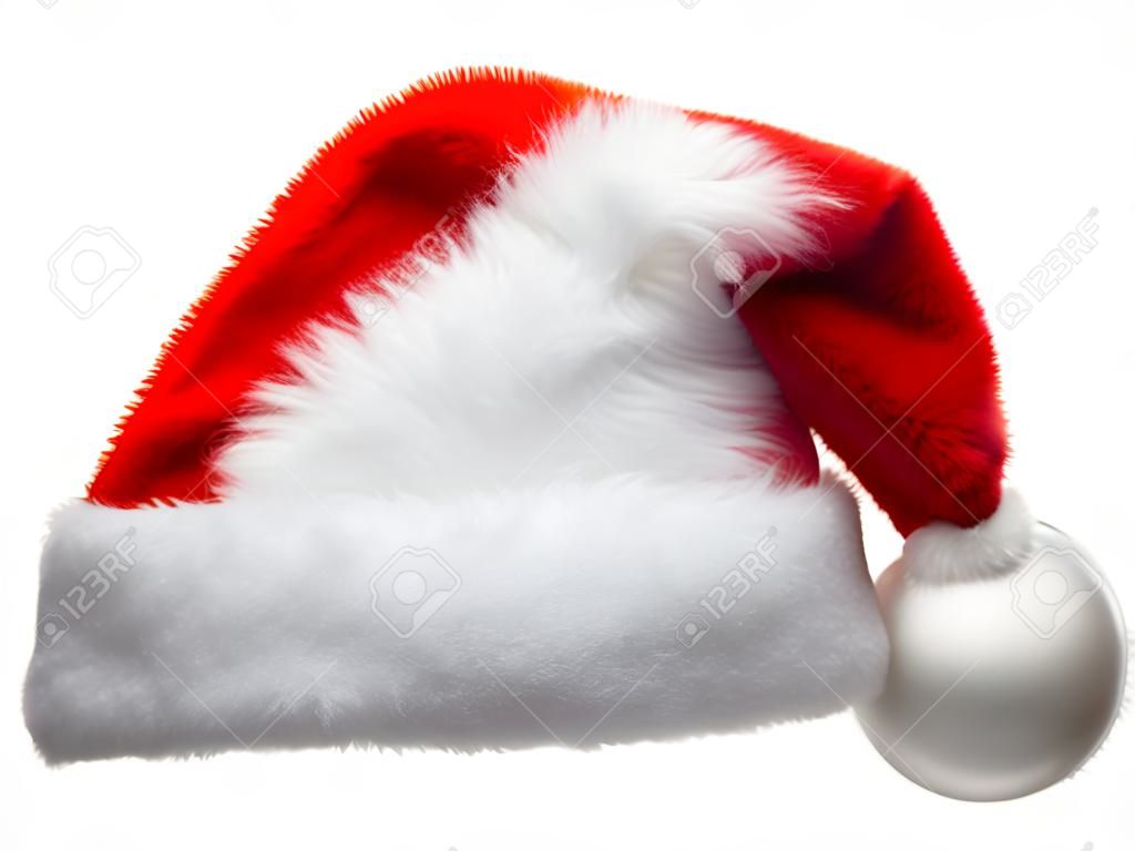 聖誕老人的紅色帽子的隔絕在白色背景