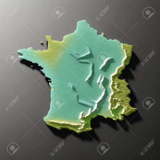 Frankrijk 3D reliëfkaart