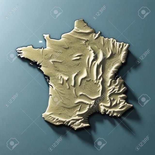 Francia mapa en relieve 3D