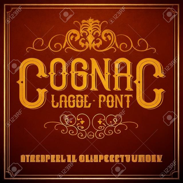 Vector vintage label font.  Cognac label style