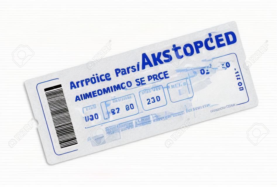 Billet d'avion carte d'embarquement à Amsterdam isolé sur blanc