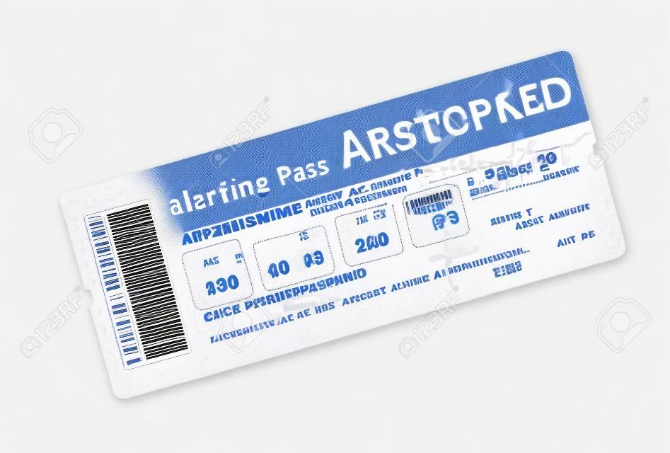 Fluggesellschaft Bordkarte Ticket nach Amsterdam, isoliert auf weiss