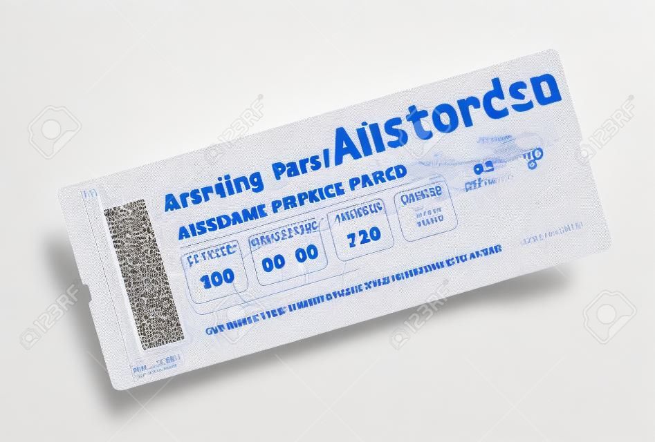 Airline boarding pass ticket to Amsterdam isolated on white