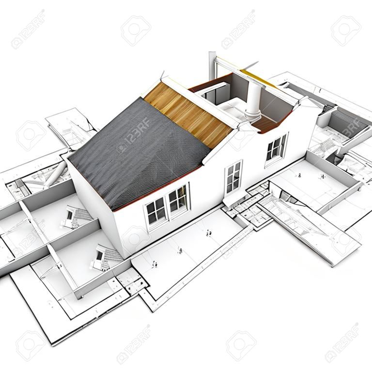 Architectuur model huis toont gebouwstructuur