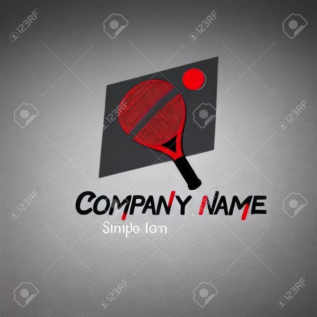 Logo Simple tennis de padel. Gris et rouge