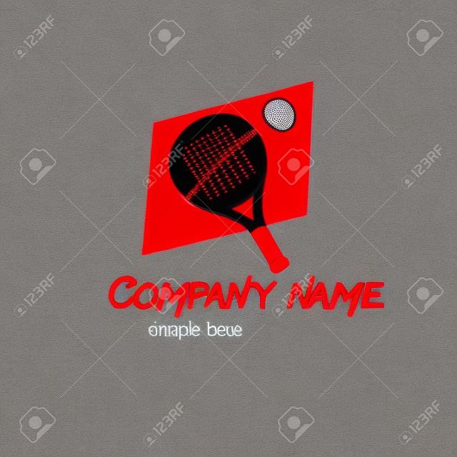 Logo Simple tennis de padel. Gris et rouge