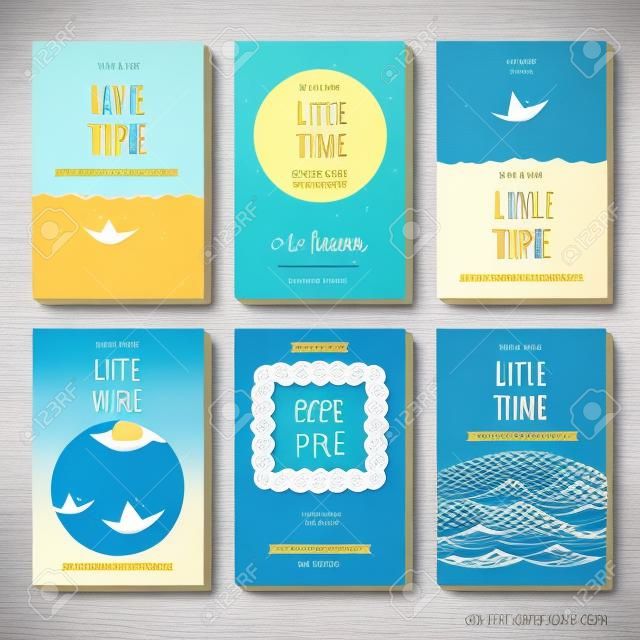 Волны и маленькие бумажные катера - набор из шести шаблонов обложки книги
