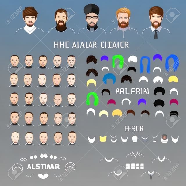Männlicher Avatar-Ersteller - handgezeichnete Gesichter und Frisuren, um Ihr eigenes persönliches Profilbild zu erstellen