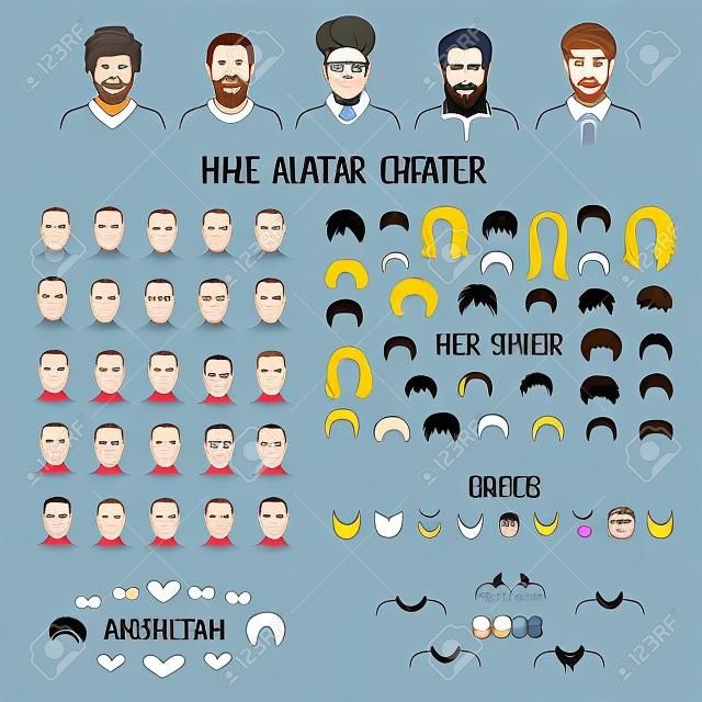 Männlicher Avatar-Ersteller - handgezeichnete Gesichter und Frisuren, um Ihr eigenes persönliches Profilbild zu erstellen