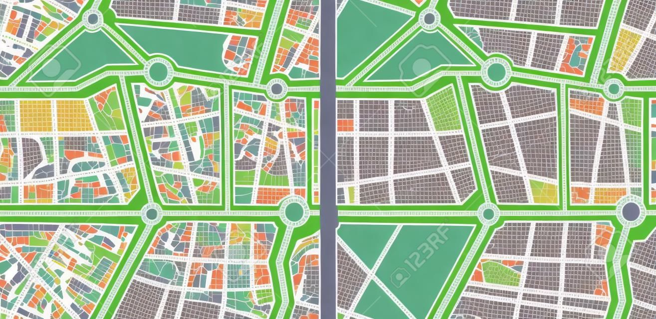 Collection of seamless patterns - city map