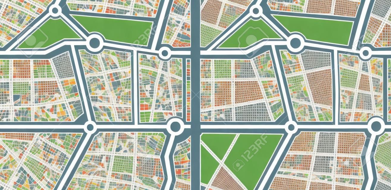 Colección de patrones sin fisuras - mapa de la ciudad