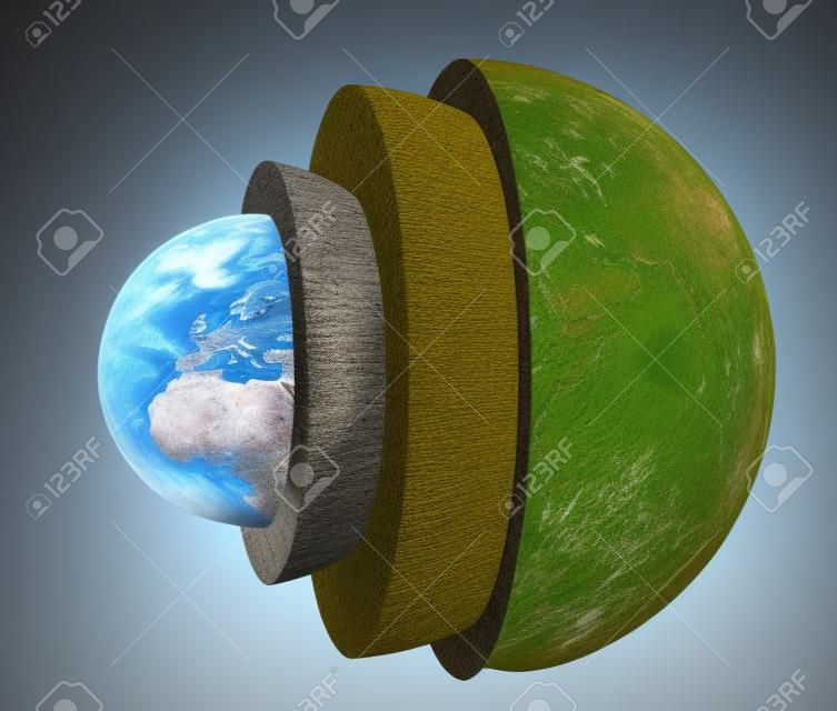 Structure of the Earth. Model isolated on white background. Elements of this image furnished . 3d render