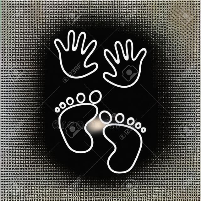 Huellas De Pies Y Manos Del Bebé. Símbolo Negro. Ilustración Vectorial  Ilustraciones svg, vectoriales, clip art vectorizado libre de derechos.  Image 178412644
