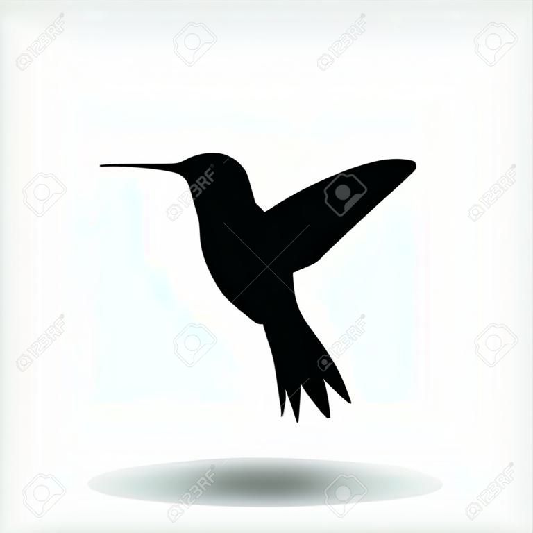 Hummingbird pictogram. Platte vector illustratie in zwart op witte achtergrond.