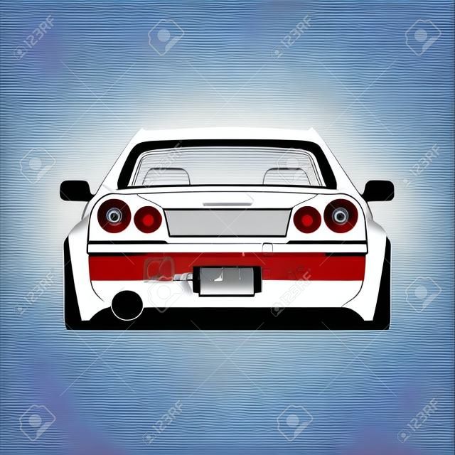 Vector illustration of japan sports car back view.