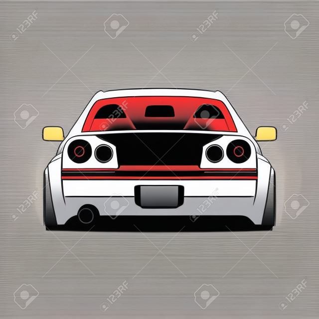 Illustration vectorielle de voiture de sport Japon vue arrière.