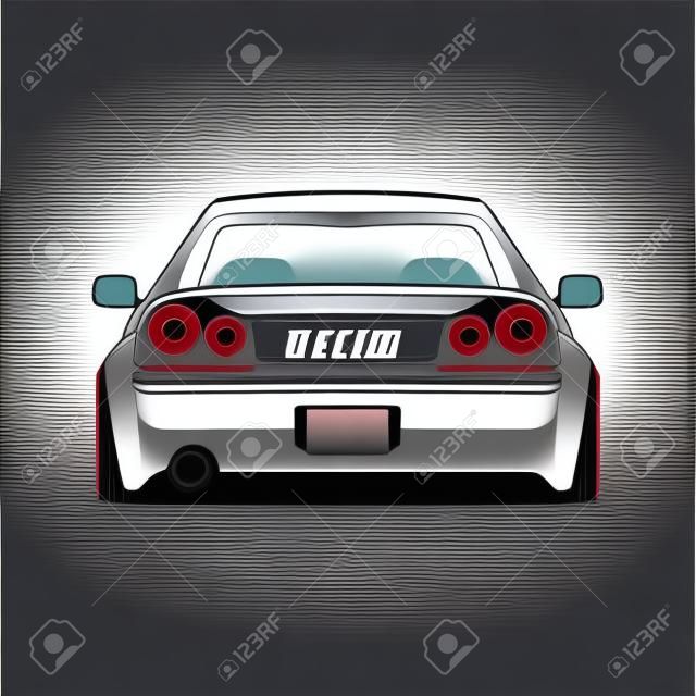 Vector illustration of japan sports car back view.
