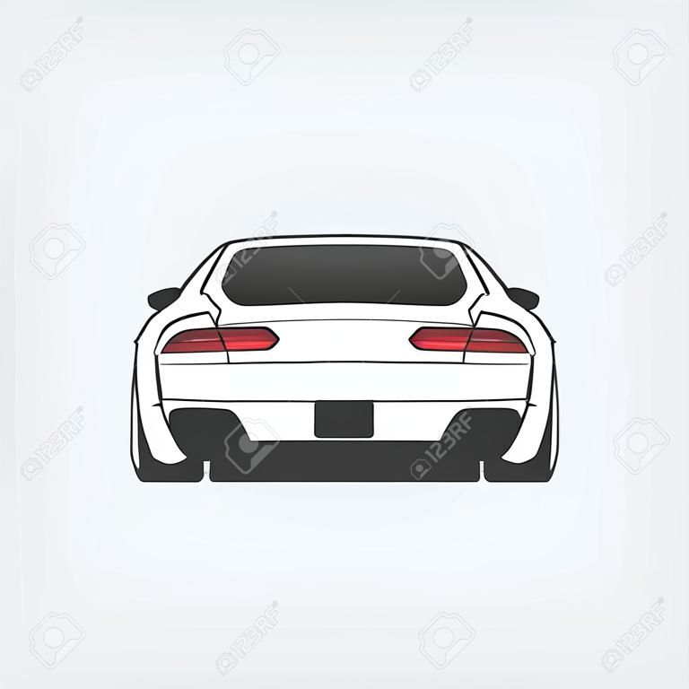 Vector sport car. Car sketch. Back view.