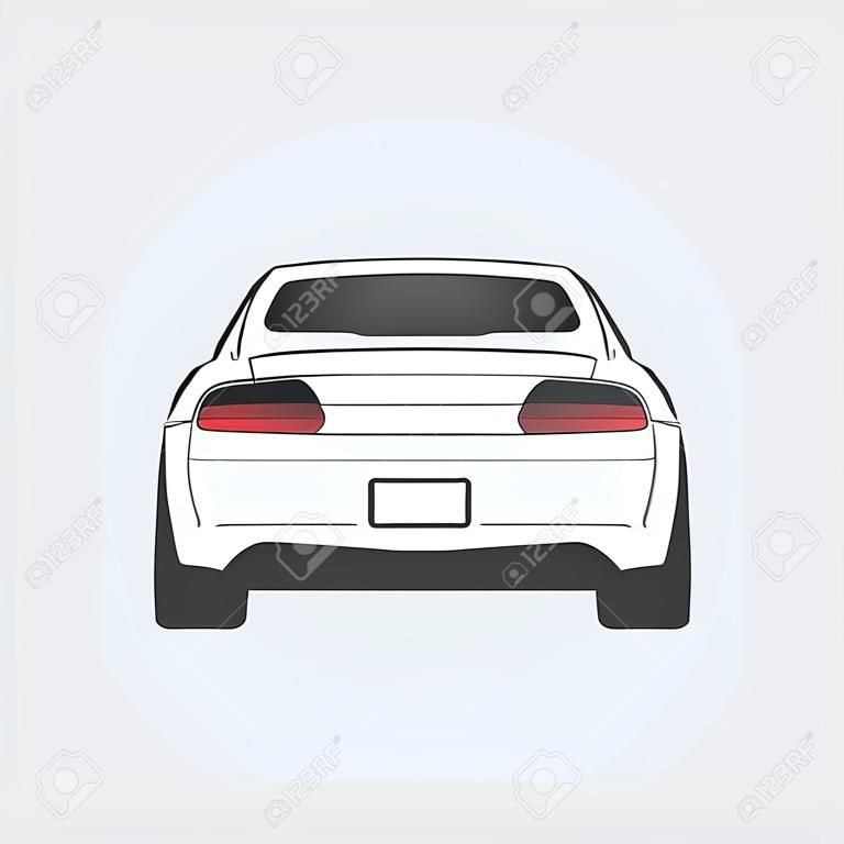 Vector sport car. Car sketch. Back view.